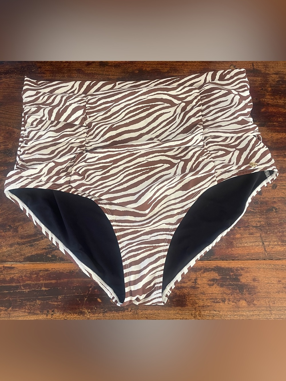 Shapellx High-Waist Women’s Bikini Bottoms in Brown Zebra Print